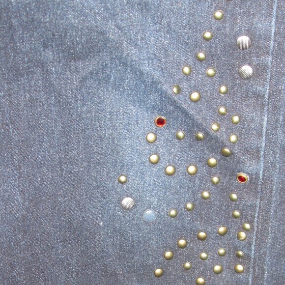Diane Gilman Dark Blue Embellished Bootcut Blue Jeans in Size 8 - Picture 7 of 7